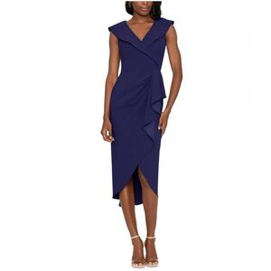 Betsy & Adam Ruffled Tulip-Hem Sheath Dress – Royal Blue Size 6 NWT